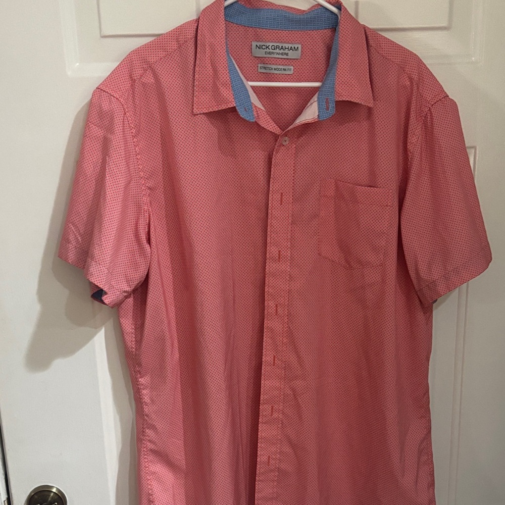 Nick Graham Men's Short Sleeve Pink Button Down Shirt